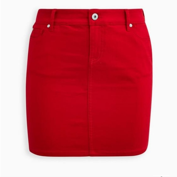 Torrid Ruby Red Denim Mini Skirt - Picture 3 of 7